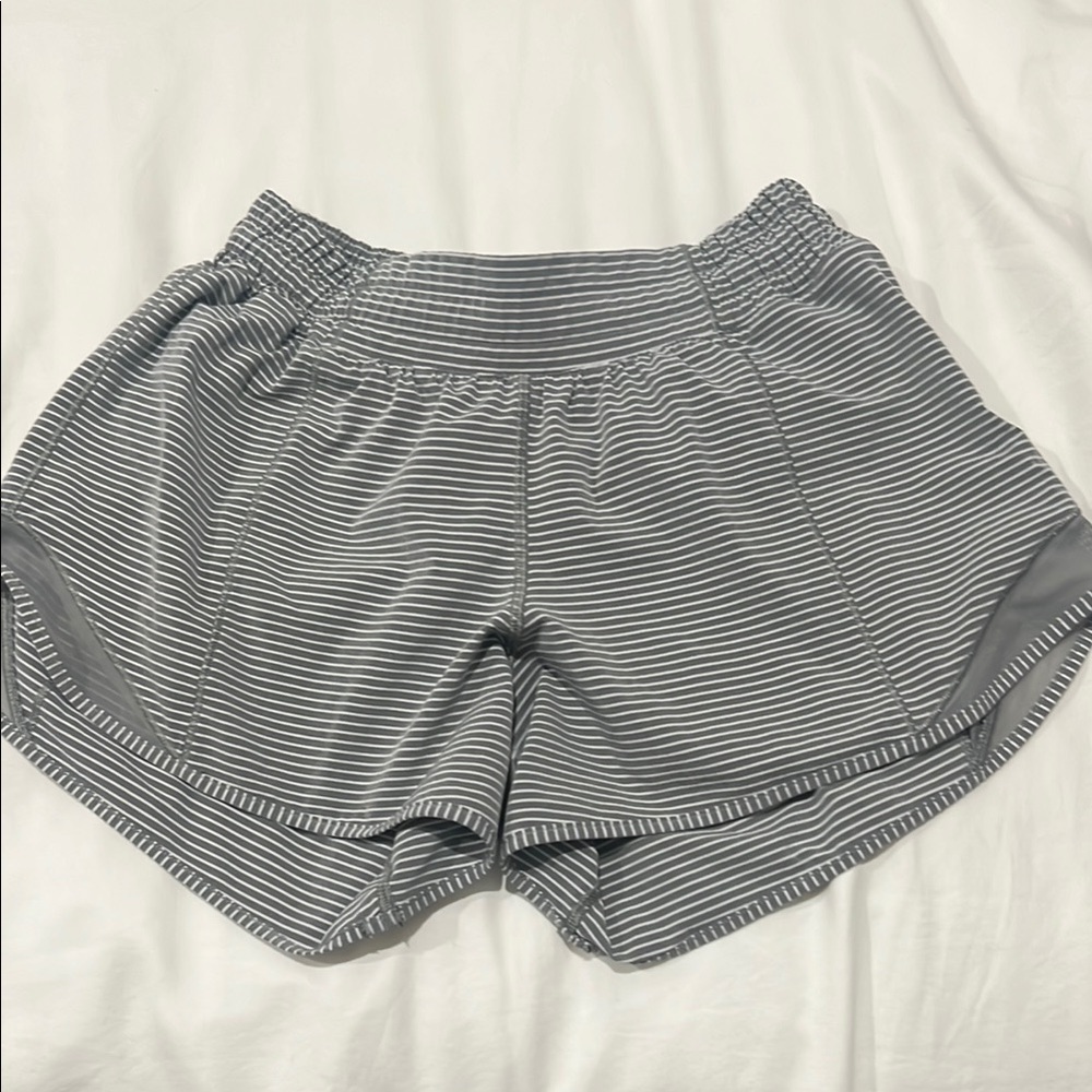 Gray Striped Hotty Hot Lululemon Shorts